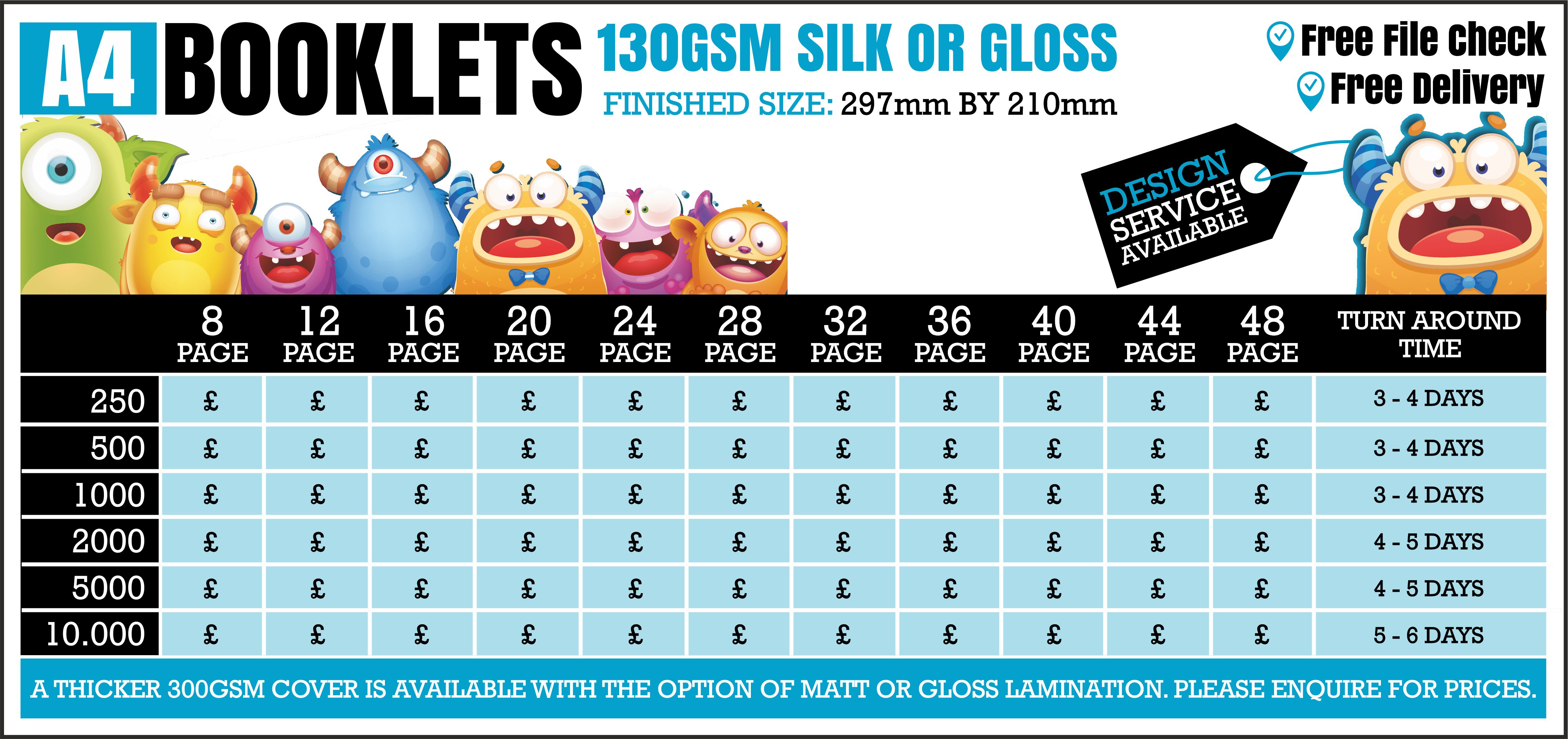 A4 Booklet Printing Prices 130GSM