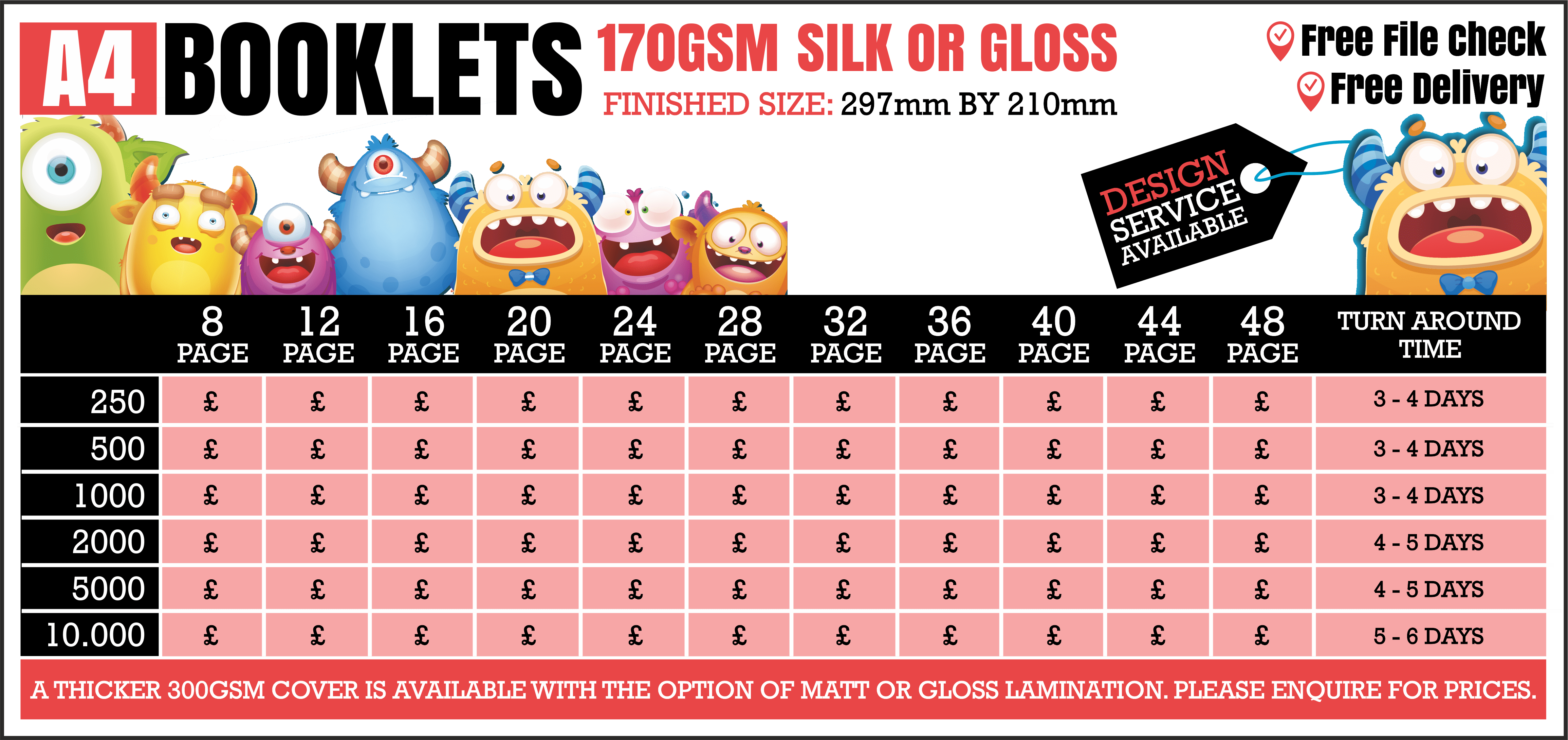 A4 Booklet Printing Prices 170GSM